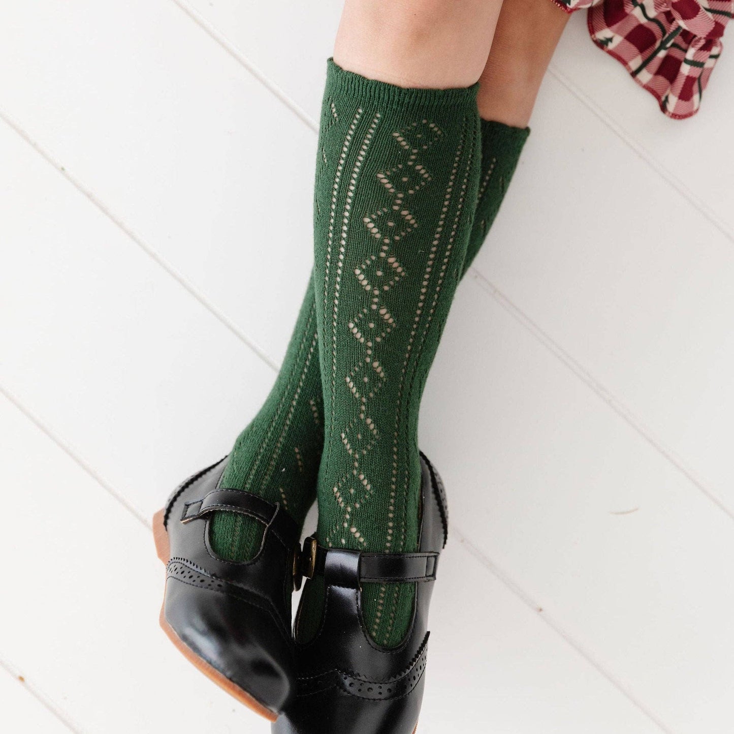 Forest Scalloped Fancy Knee High Socks