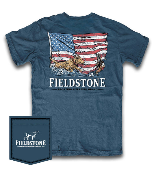 Fieldstone Navy American Flag Tee