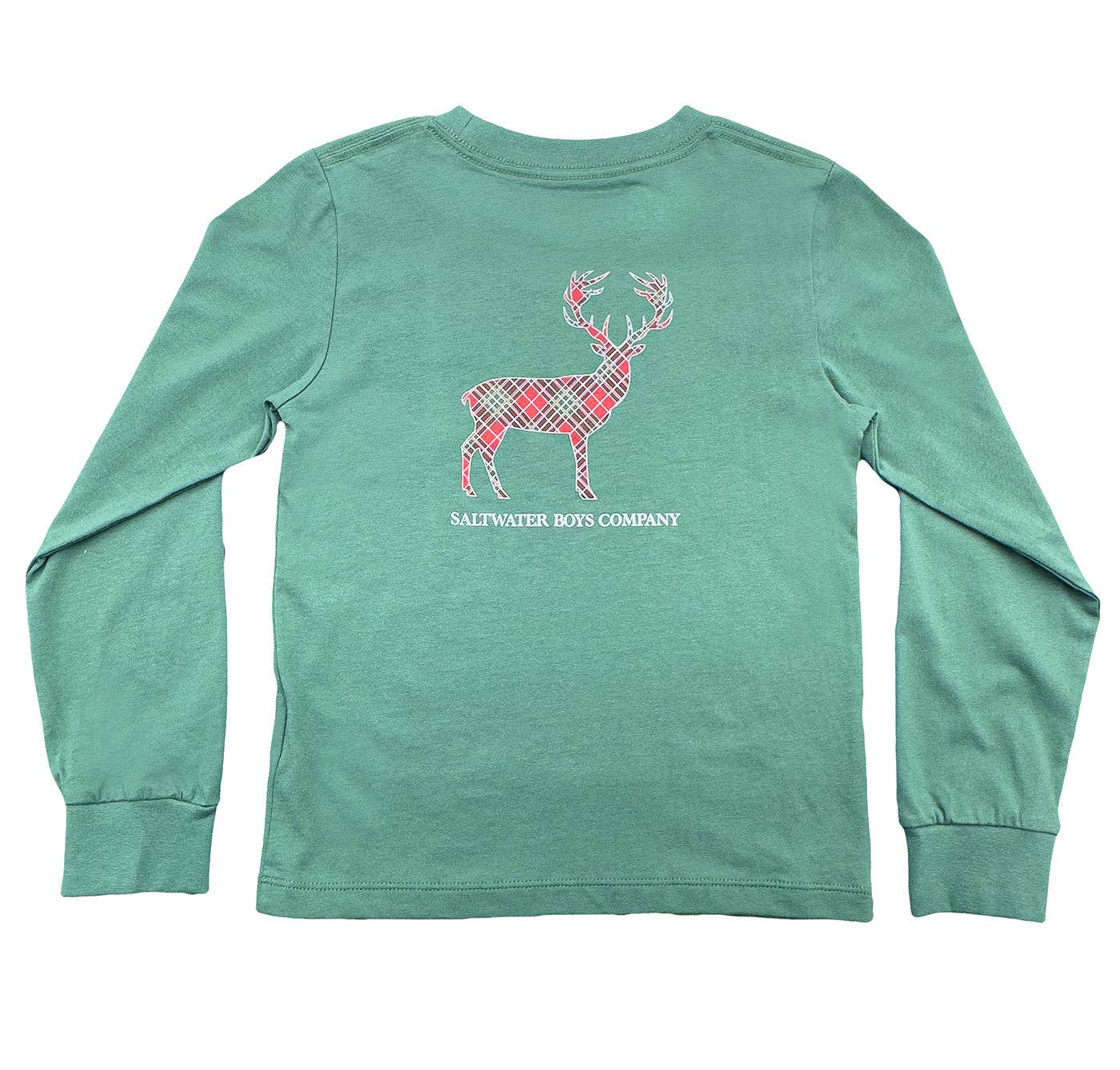 Plaid Deer Green Long Sleeve Graphic Tee