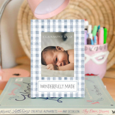 Blue Check Wonderfully Made Photo Frame