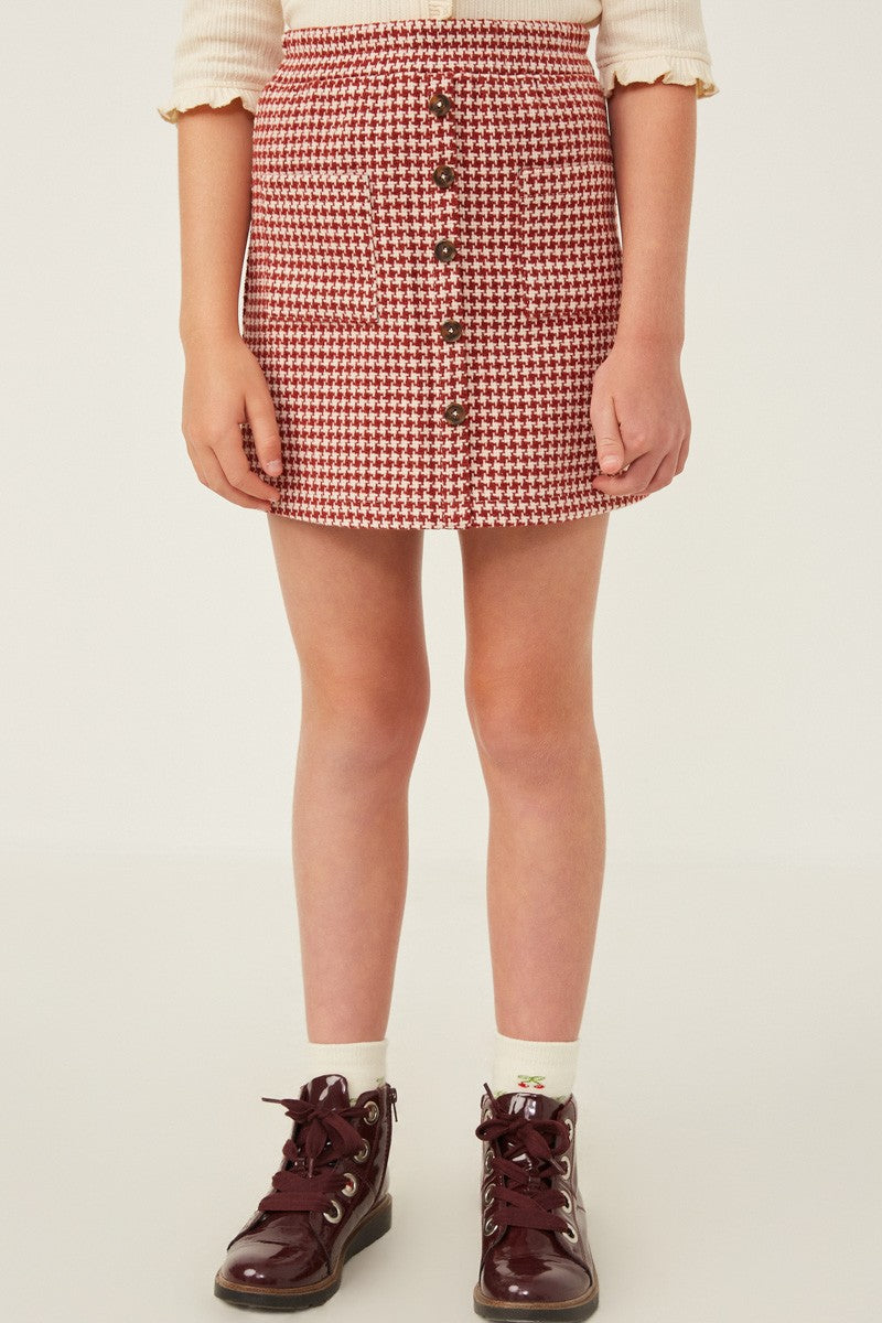 Rust Houndstooth Skirt