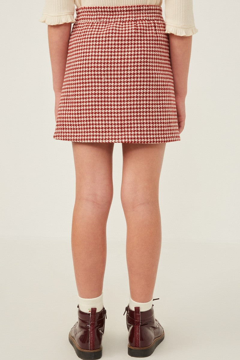 Rust Houndstooth Skirt