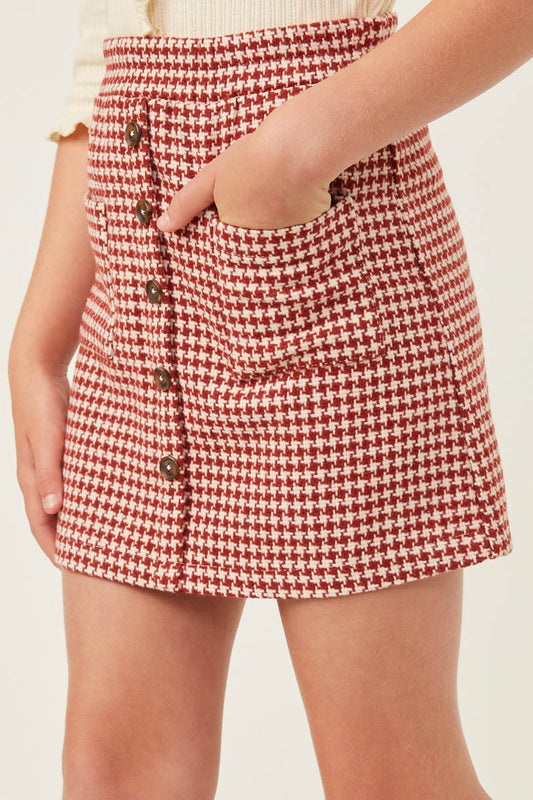 Rust Houndstooth Skirt