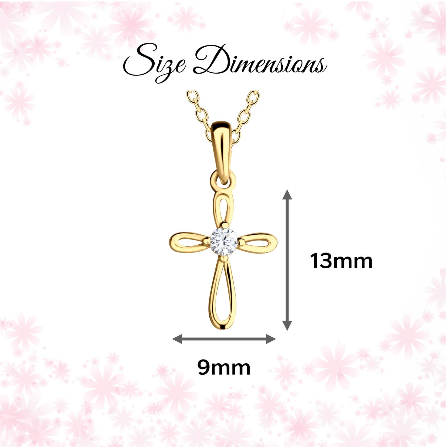 14K Gold-Plated Kids Cross Open Infinity Children's Necklace