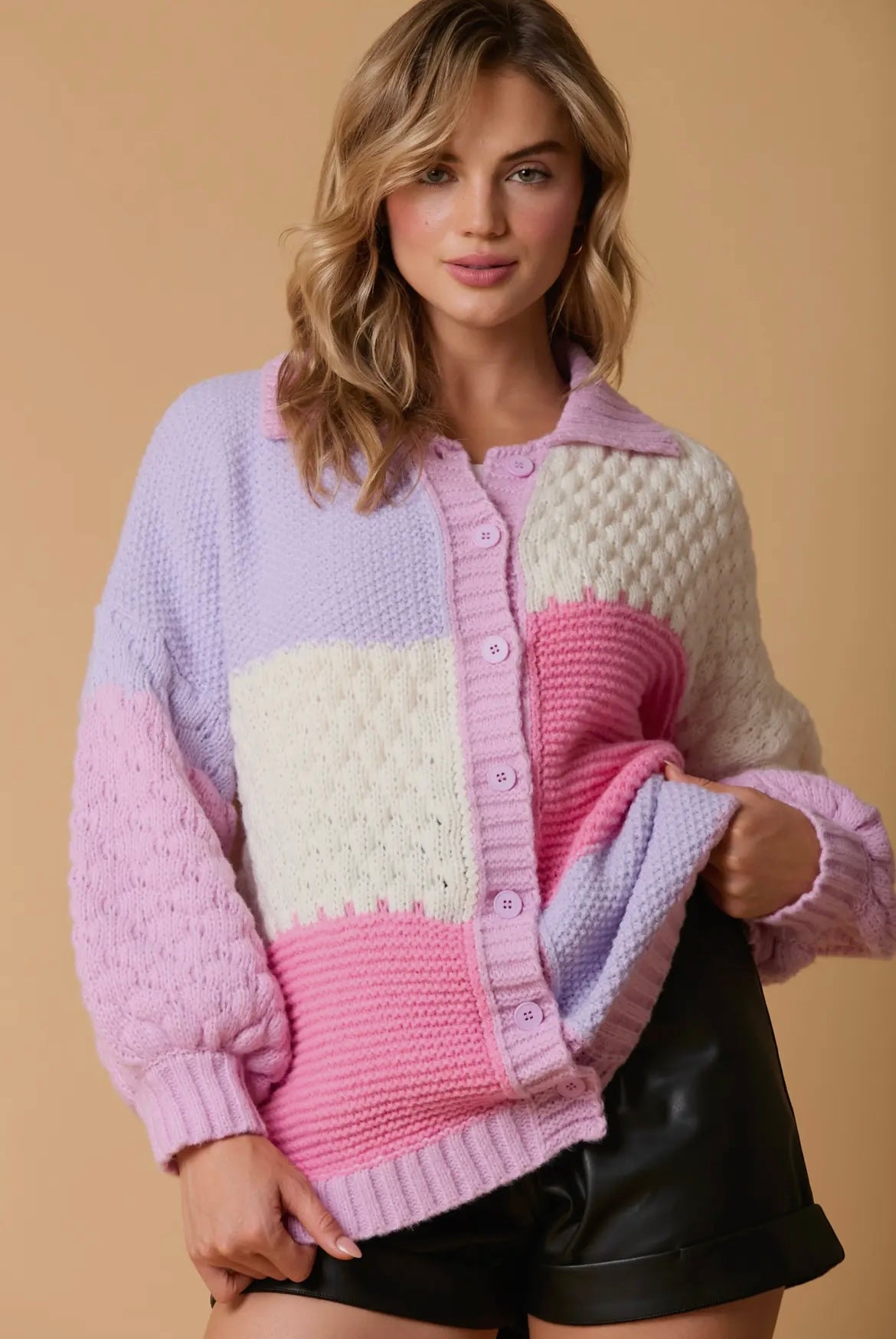 Around The Block Pink Cardigan