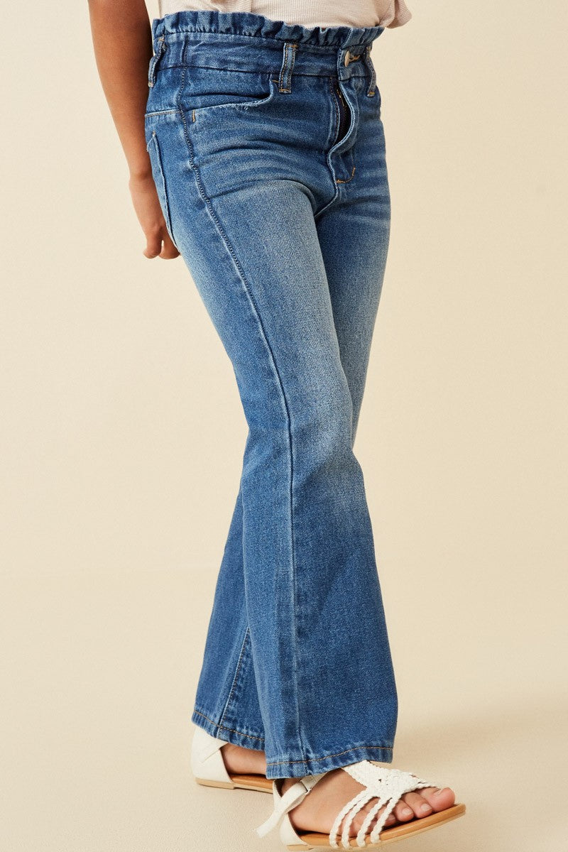 Paper Bag Waist Flare Jeans