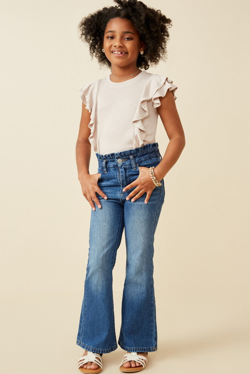 Paper Bag Waist Flare Jeans