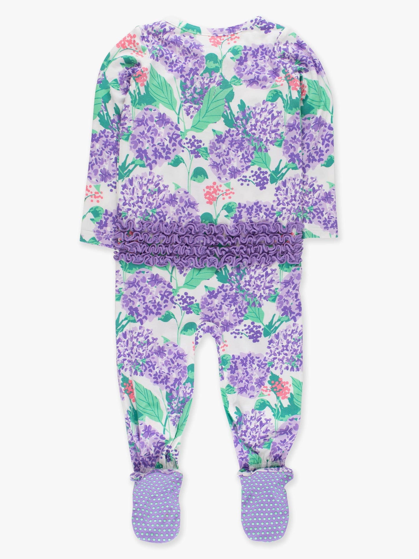 Bamboo Purple Hydrangea Garden Ruffle Footie Sleeper