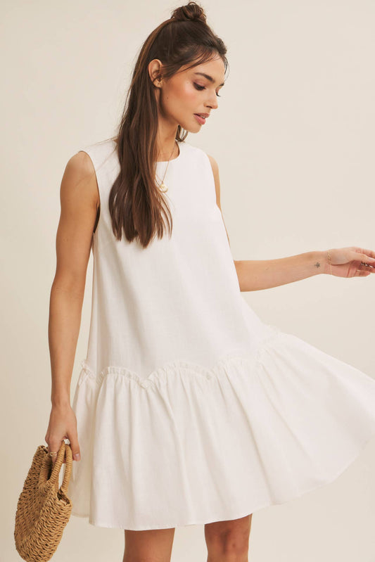 Sunday Brunch White Sleeveless Dress