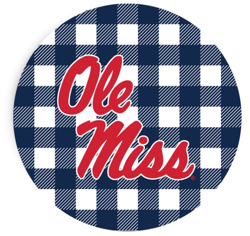 Ole Miss Blue Gingham 9" Paper Dinner Plates