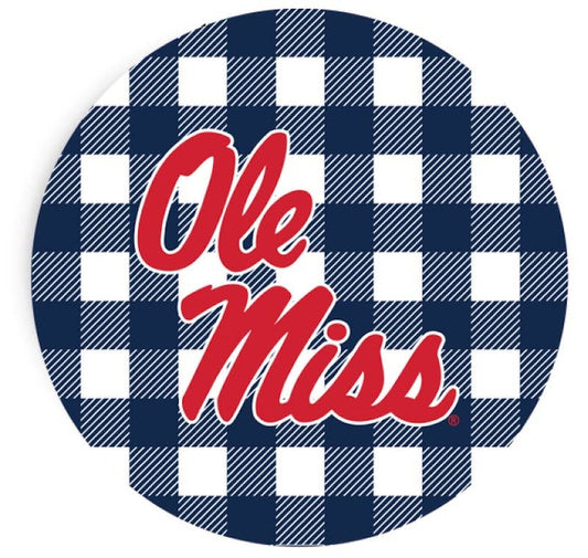 Ole Miss Blue Gingham 9" Paper Dinner Plates