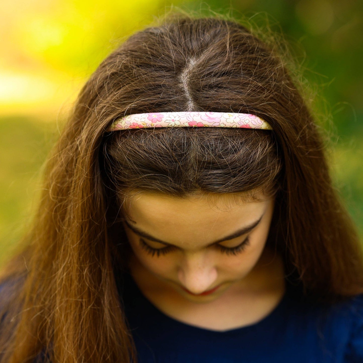 Girl's Peach Thin Floral Headband