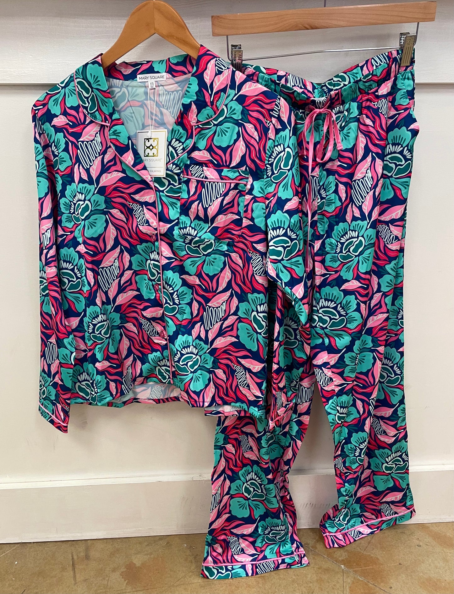 Lovestruck Teal Button Up Pajama Top