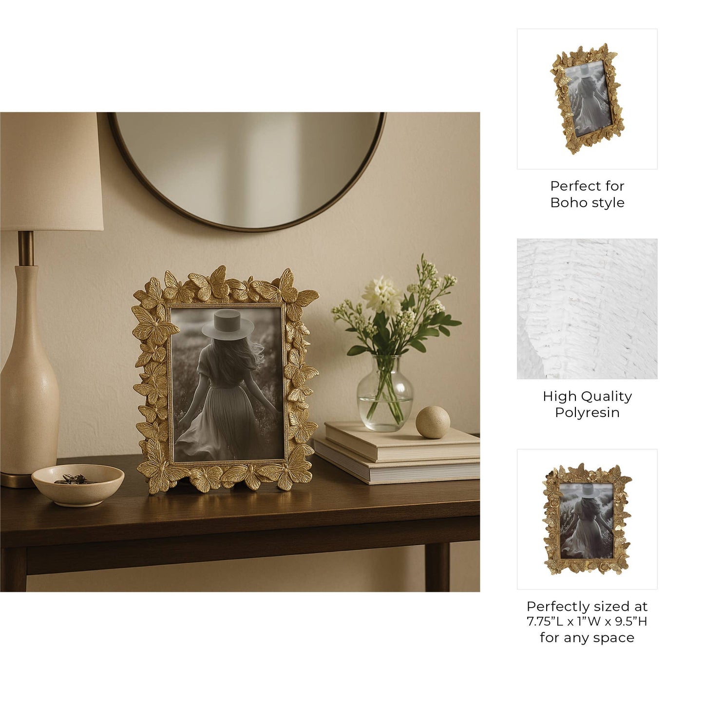 5x7 Gold Butterfly in Bloom Photo Frame