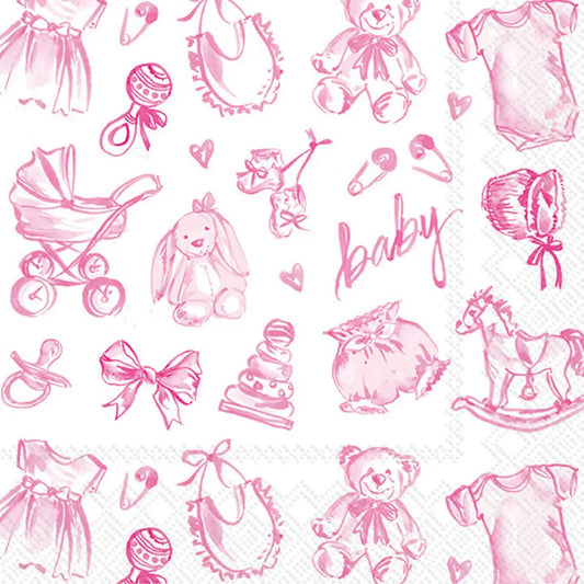 Baby Pink Toile Cocktail Napkins