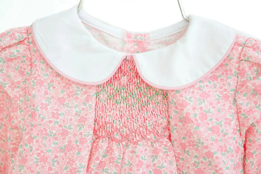 Emmie Pink Floral Smocked Bubble