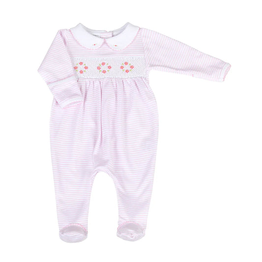 Lilly & Logan Pink Smocked Collared Footie