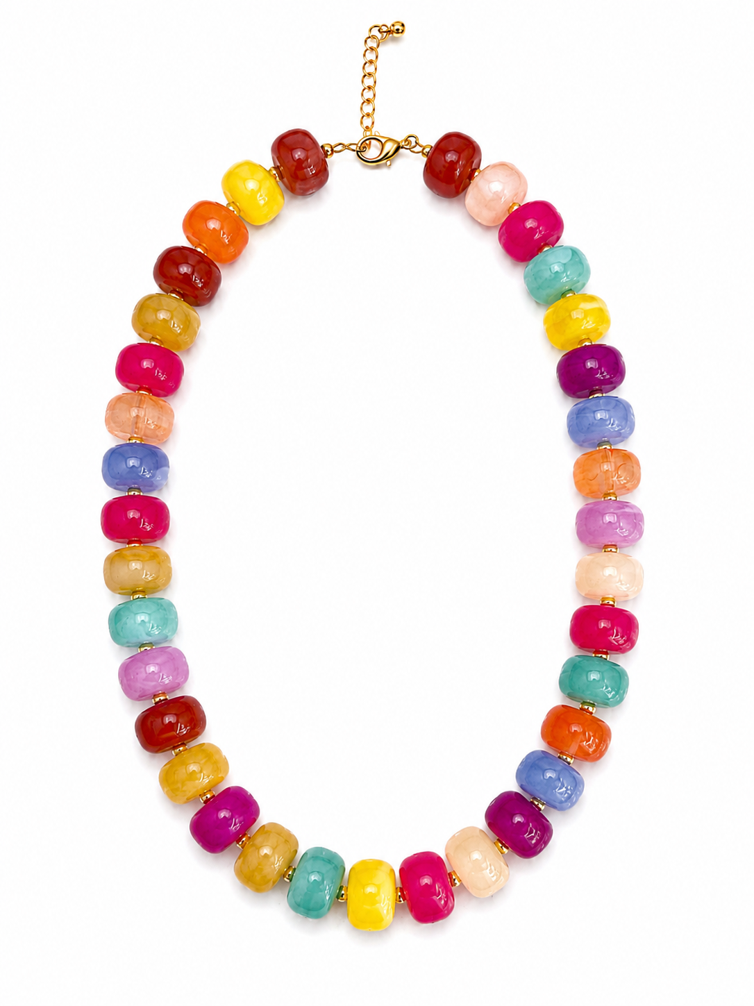 Multi-Colored Luxe Marbled Beaded Candy Necklace