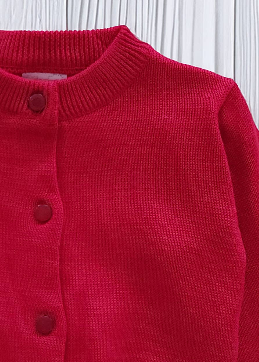 Children's Red Crewneck Cardigan