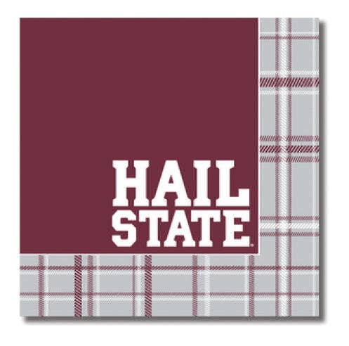 Mississippi State Gingham Cocktail Napkins