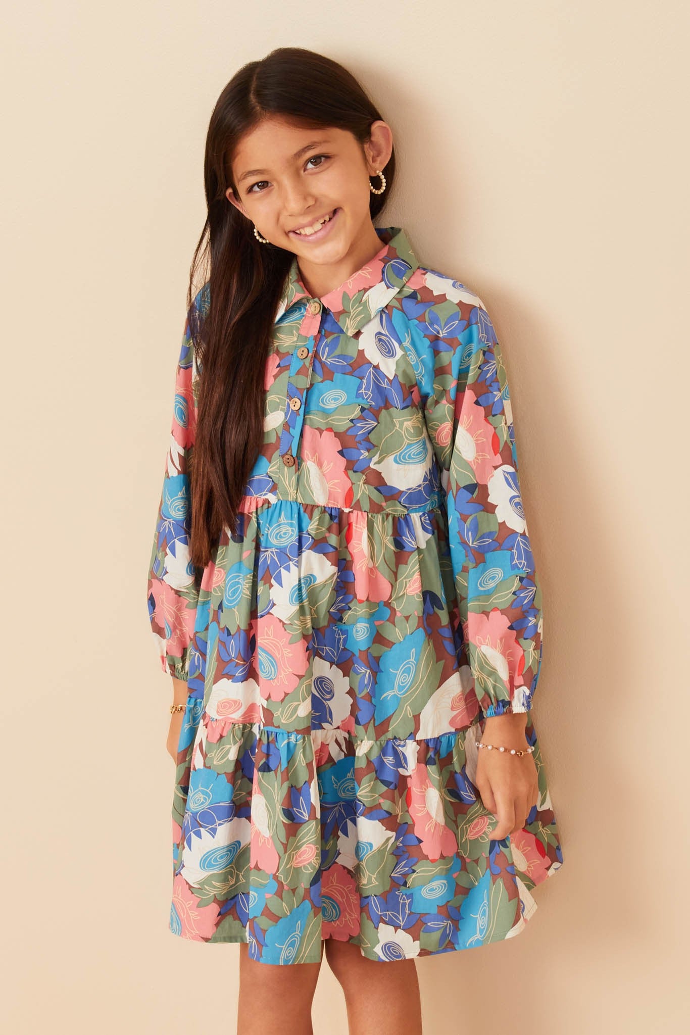 Abstract Floral Button Down Dress