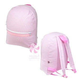 Pink Seersucker Large Backpack