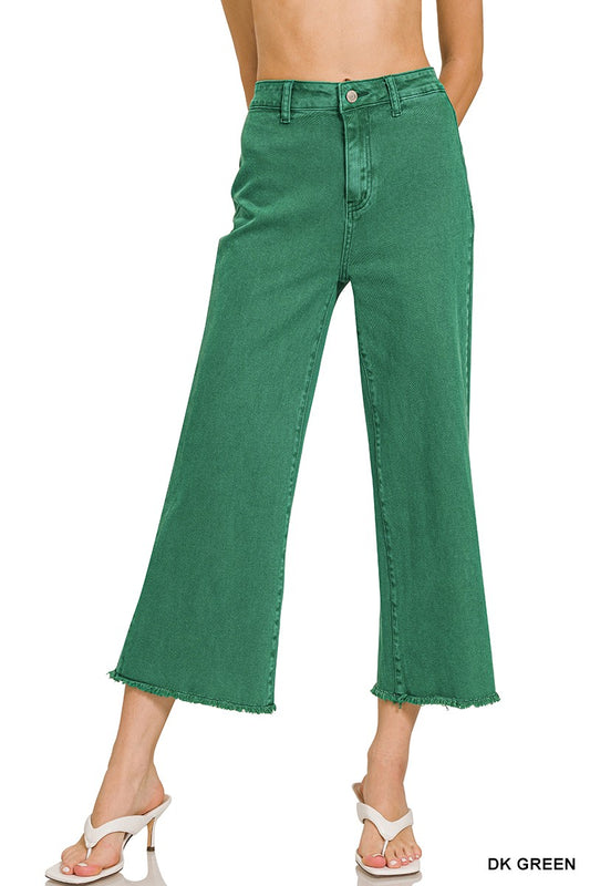 Set The Tone Dark Green Straight Leg Jeans