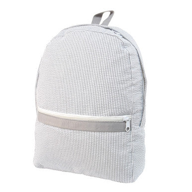 Gray Seersucker Large Backpack