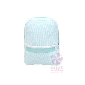 Mint Seersucker Small Backpack