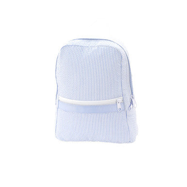 Blue Seersucker Small Backpack