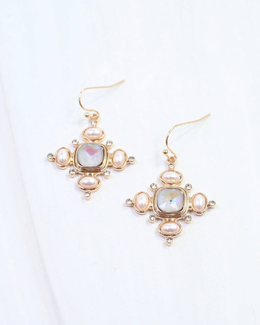 Conifer Crystal and Pearl Earring