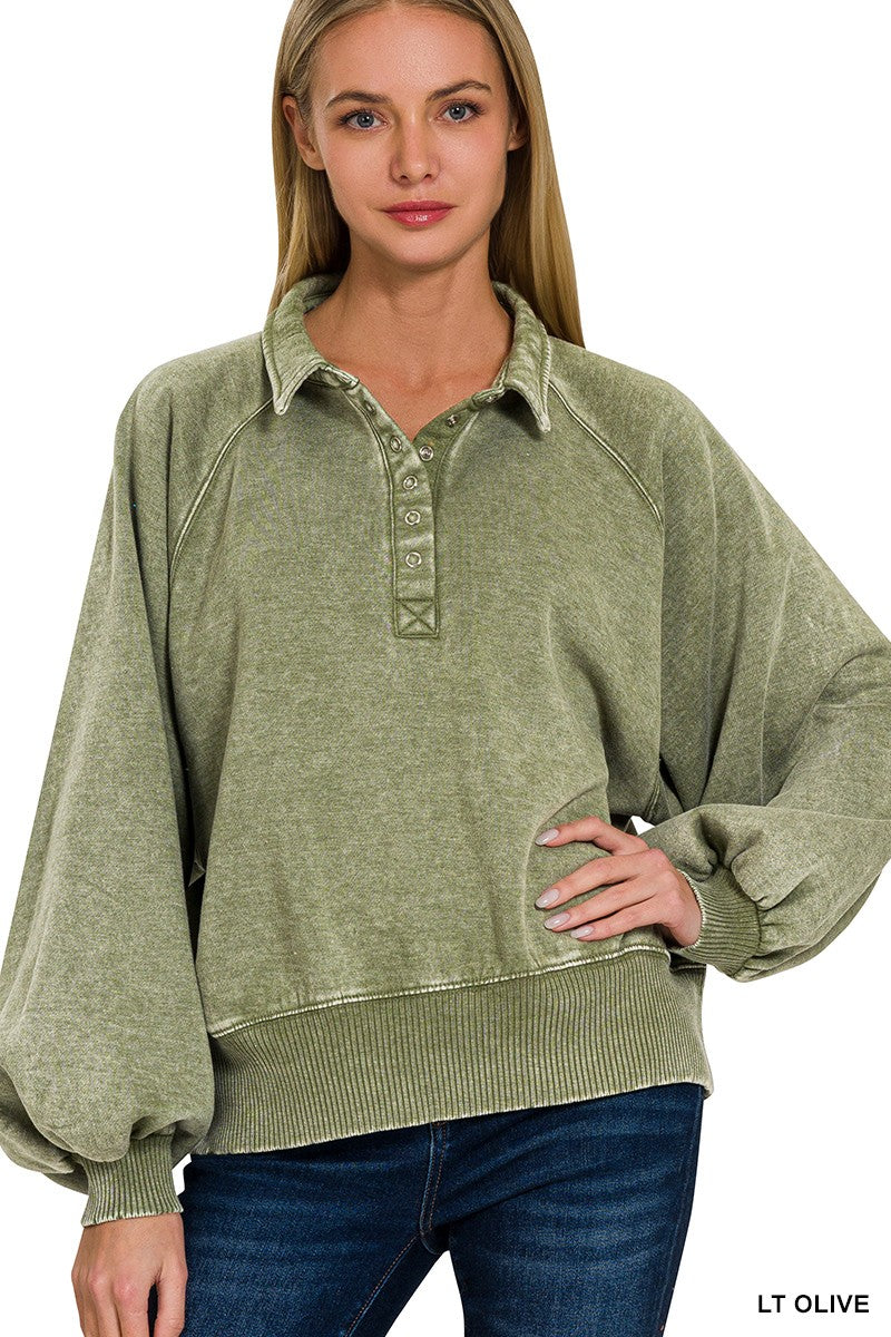 All That Light Olive Fleece Pullover