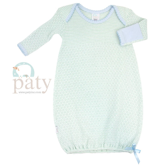 Paty Mint Knit Gown With Blue Trim