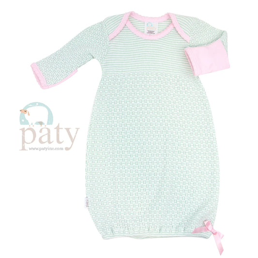 Paty Mint Knit Gown With Pink Trim