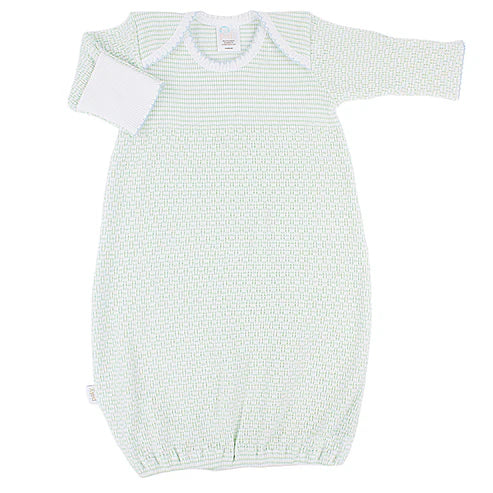 Paty Mint Knit Gown With Blue Trim