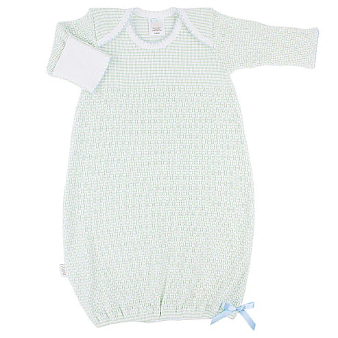 Paty Mint Knit Gown With Blue Trim
