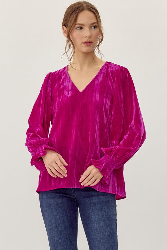 Keep Me Close Magenta Velvet Top