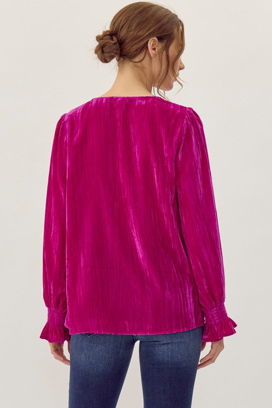 Keep Me Close Magenta Velvet Top