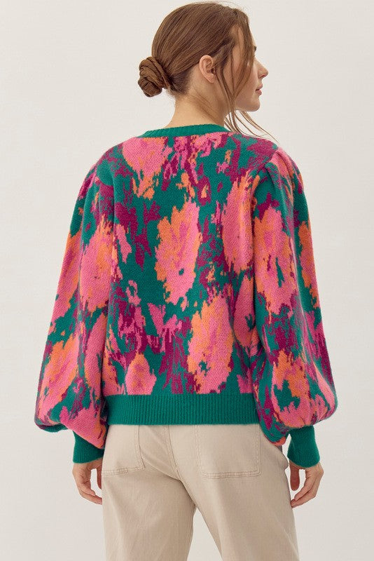 Color My World Abstract Print Sweater