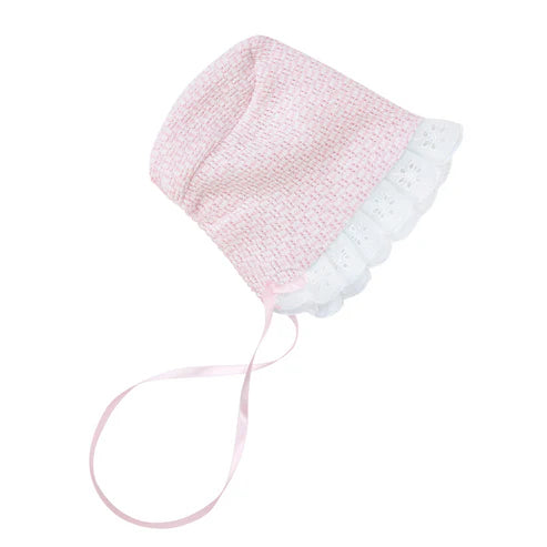 Paty Pink Knit Eyelet Bonnet