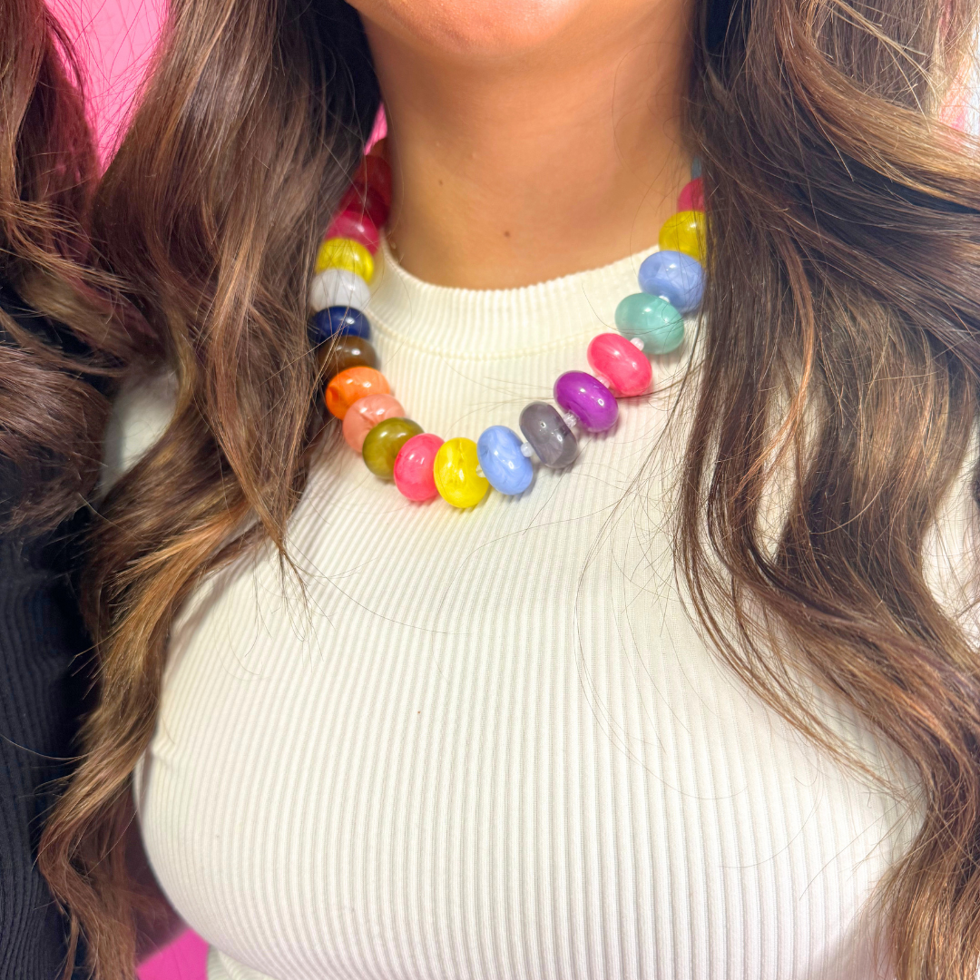 Scarlett Beaded Necklace in Navy