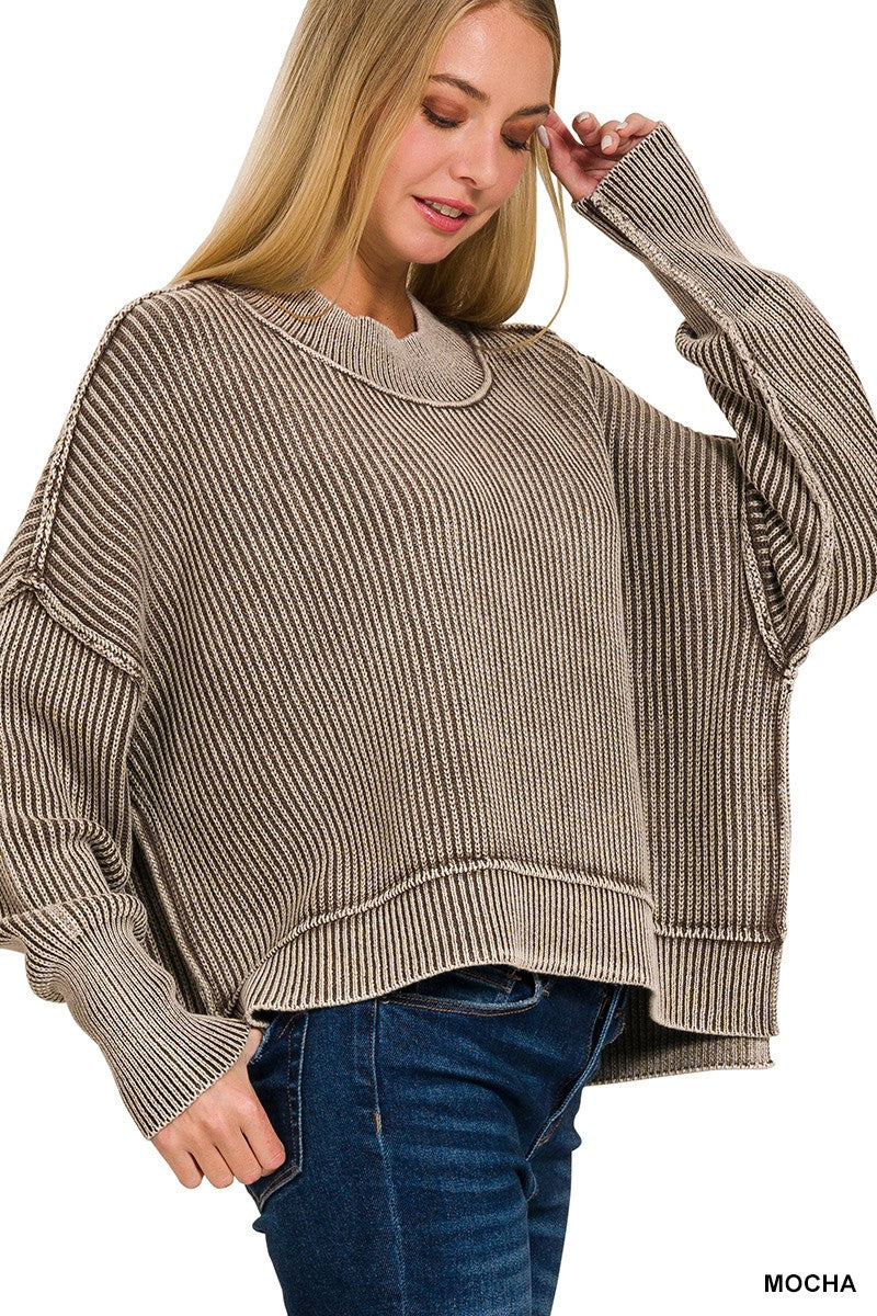 Warm My Heart Mocha Crop Sweater