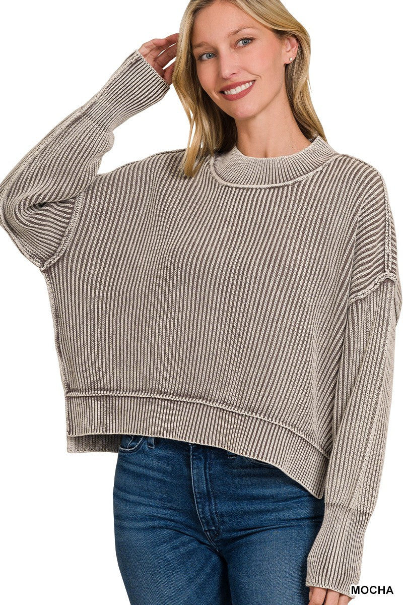 Warm My Heart Mocha Crop Sweater