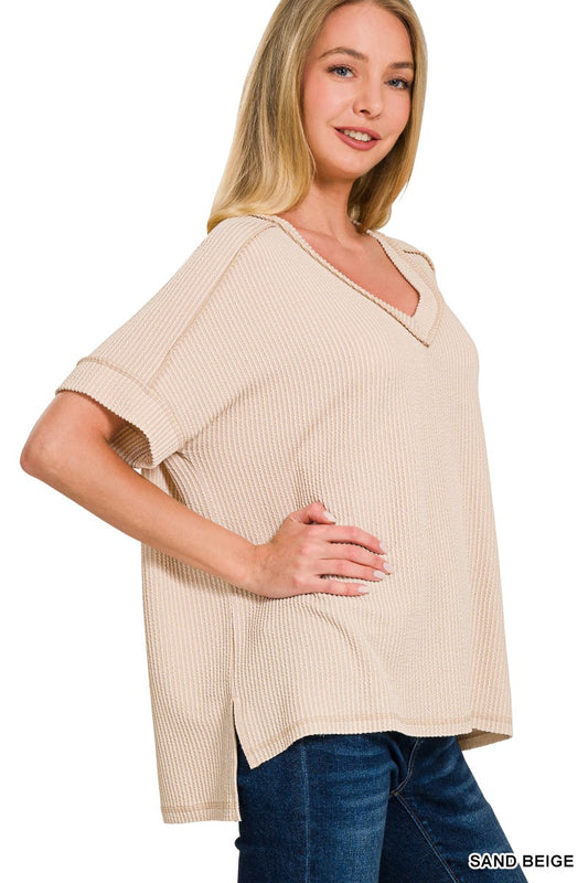 Better Than Basic Sand Beige Ribbed Top