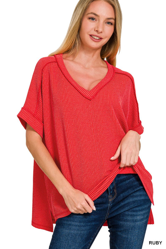 Better Than Basic Red Ribbed Top