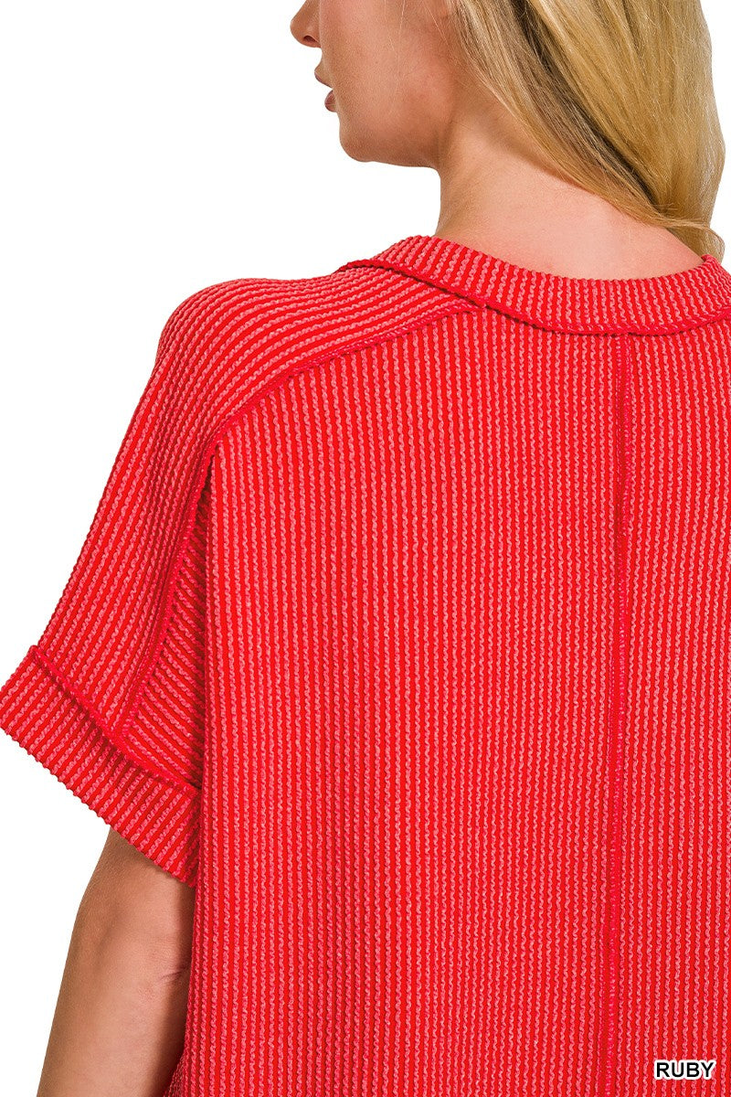 Better Than Basic Red Ribbed Top