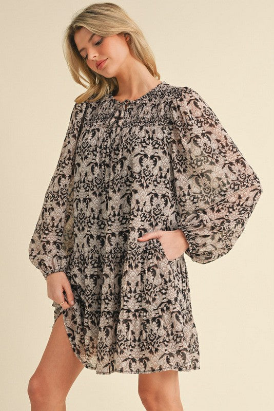 Night To Remember Black Printed Dress