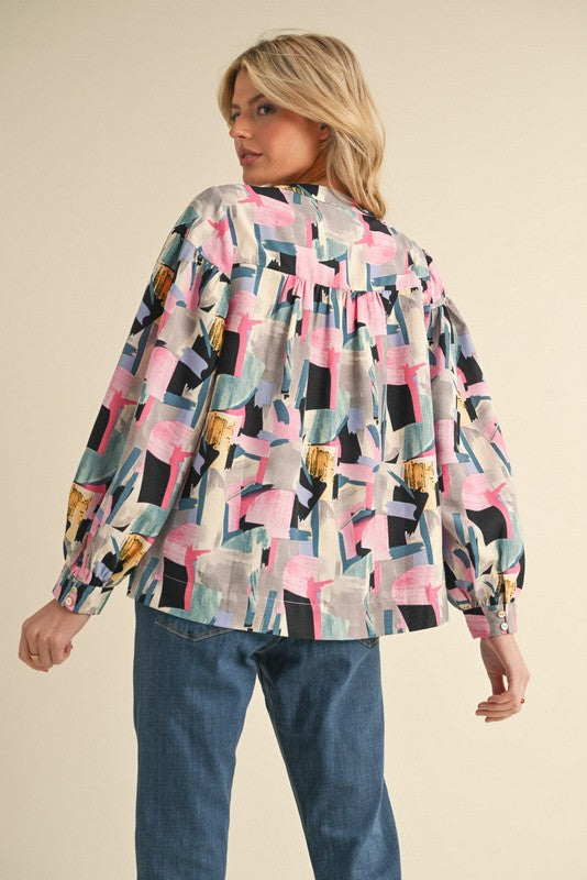 Brush It Off Abstract Print Top