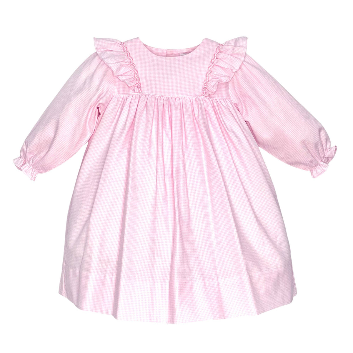 Pink Long Sleeve Dress with Hand Smocking