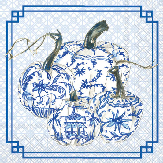 Blue Chinoiserie Pumpkins Cocktail Napkins